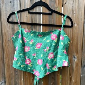 Sunday Best Floral Green Tie Back Tank Top